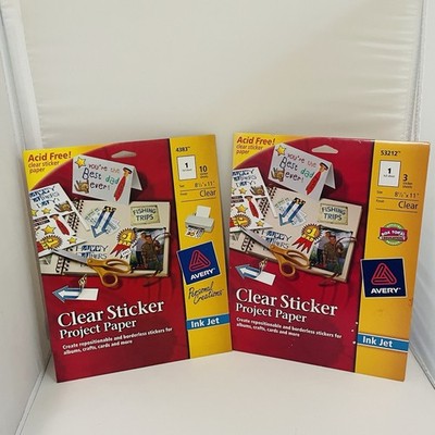 Avery 4383 & 53212 Clear Sticker Project Paper 13 Sheets Total 8.5x11 Inkjet