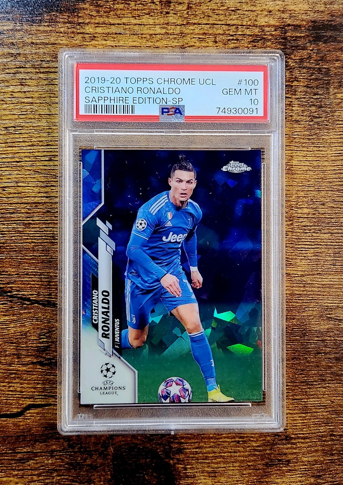 CRISTIANO RONALDO 2019-20 TOPPS CHROME UCL SAPPHIRE EDITION SP PSA 10