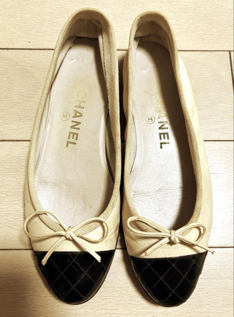 Chanel Ballet Ballerina Two-tone Shoes Beige Size 35 US About5 For Women