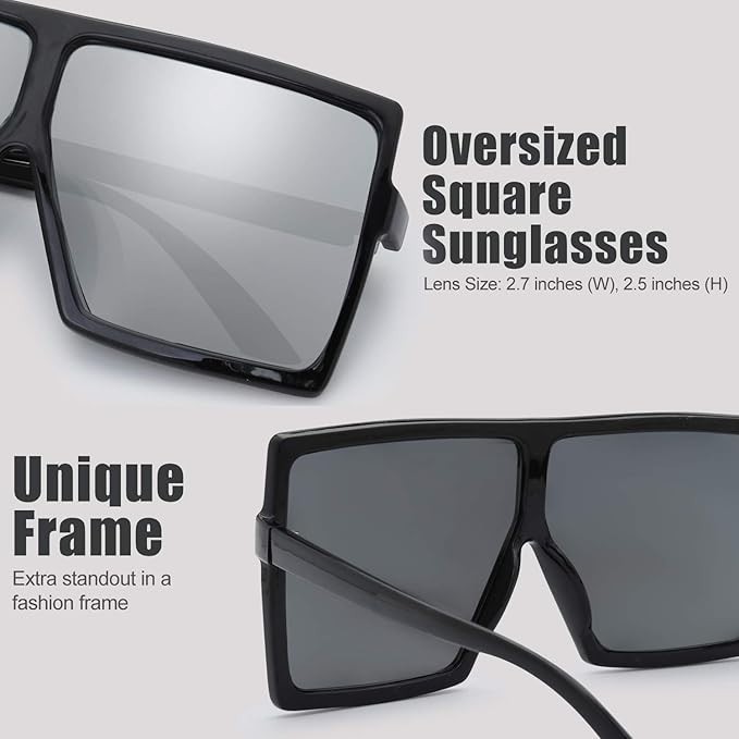 Women Men Sunglasses Oversized XL Retro Big Square Large  display picture 1
