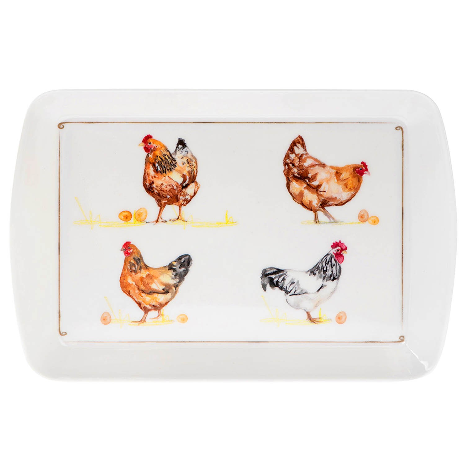 Small Rectangular Melamine Chickens Design Snack Tray Food Drinks Serving Trays