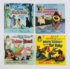 Lot of 4 Vintage 1970s Disney Read-Along Book and Records