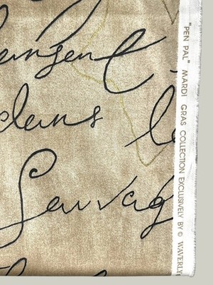 Waverly Pen Pal French Script Upholstery Decorator Fabric 3 Yards Paris Letter