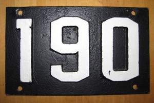 Old RAILROAD Cast Iron NUMBER 190 Train PLAQUE Bridge Plate SIGN Locomotive