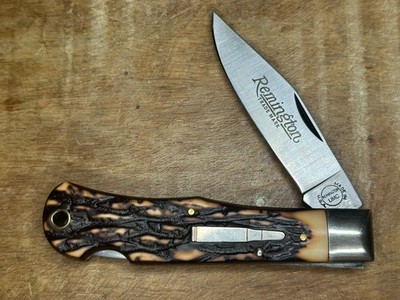 Remington UMC R1306 Bullet Trapper Knife 1990 NOS Box Paper Stag Delrin USA