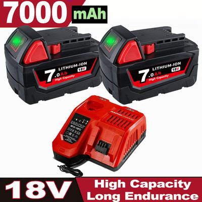 1/2Pack Akku Für Milwaukee M18 M18 18V 7,0 Ah Li-Ion 48-11-1860 /Ladegerät NEU
