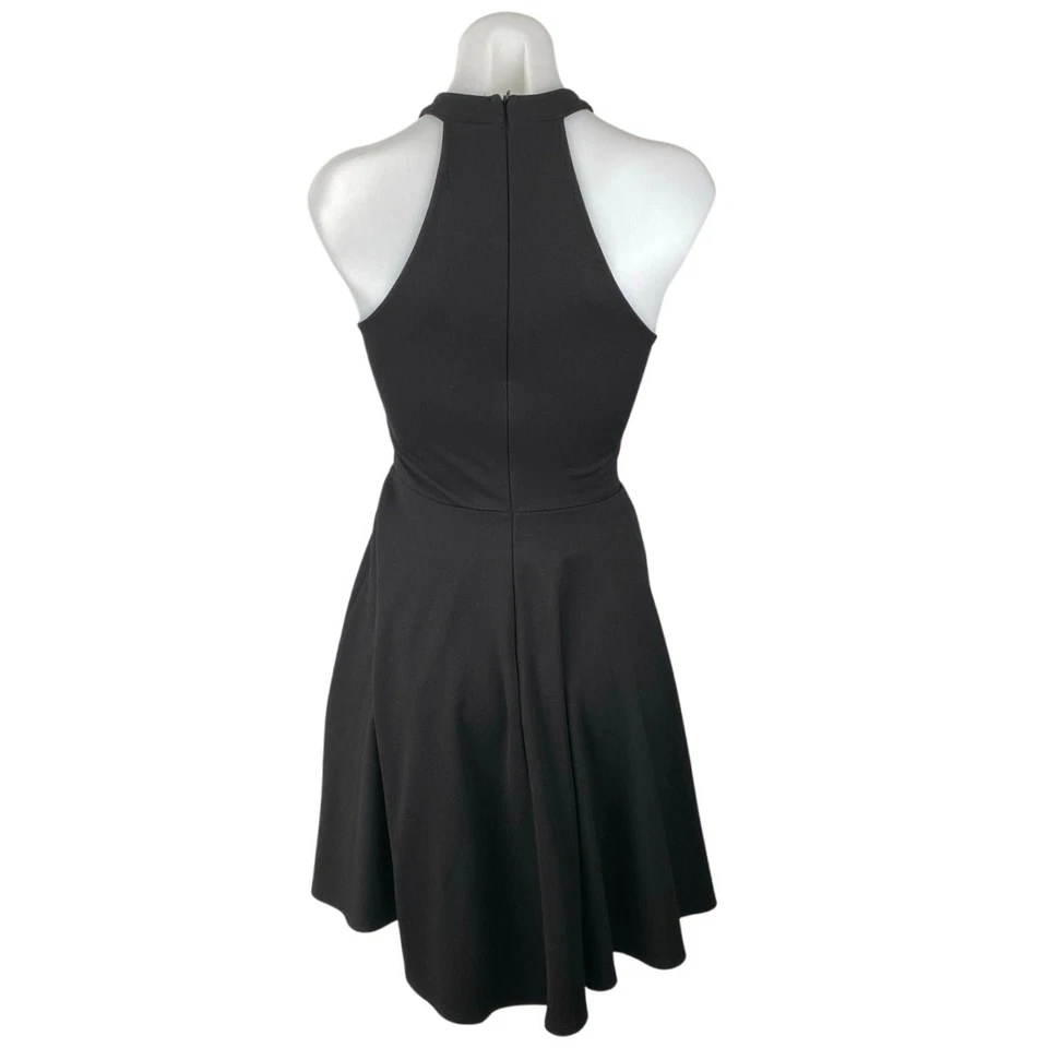 Aqua Women's Black Sleeveless Halter Zip Mini A-line Fit & Flare Dress Size S - Image 3 of 4