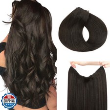 HOTBANANA Wire Hair Extensions, 18 inch 95g Dark Brown Invisible Fish Line Re