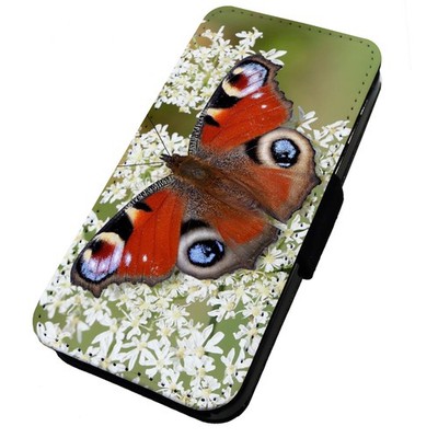 Bedruckte Flip Handyhülle iPhone, Samsung & Huawei Pfau Schmetterling