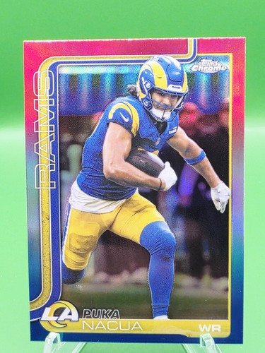 2025 Topps Chrome- Puka Nacua Red White & Blue Refractor #166 LA Rams
