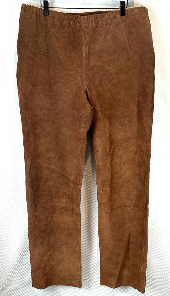 对开式 Saks Fifth Avenue 100% 皮革棕色女式拉裤大号 — 第 2/4 张图片