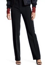 DVF Diane Von Furstenberg Black Pleat Front Straight Leg Pants Size 4