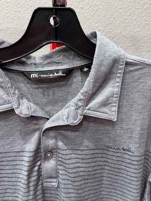Travis Matthew Gray Bleu Stripe Pero Chimera Golf Club POLO SHIRT Large 
