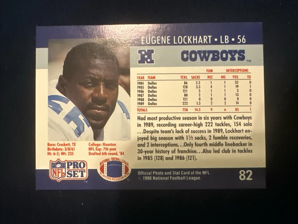 Eugene Lockhart #82 1990 Pro Set - Image 2 of 2