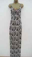 PRETTYLITTLETHING WHITE BLACK ZEBRA PRINT SATIN COWL NECK MAXI DRESS SIZE 12 NWT