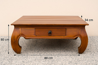 Teetisch Im Opiumstil Aus Massivem Teakholz   80X80X34 CM   Handgefertigt In In