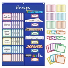 Classroom Management Pocket Chart with 84 Reusable Cards - Durable Hanging Wa...