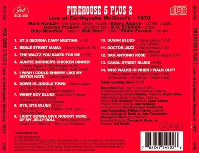 FIREHOUSE FIVE PLUS TWO LIVE AT EARTHQUAKE MCGOON'S 1970 NEW CD