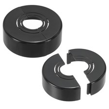 2Pcs 0.8" Thicken Wall Split Flange Escutcheon Plate Cover 0.8/1/1.3 inch, Black