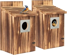2 Pack Bird Houses for Outside with Metal Predator Guard Medium, 2pack 