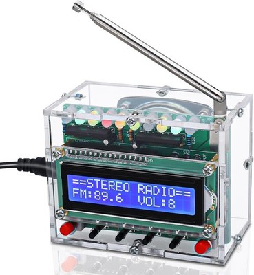 Radio Kit Soldering Practice LED Flashing Lights LCD1602 Display FM 87-108MHz