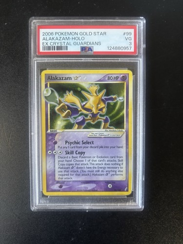 2006 Pokemon Gold Star Ex Crystal Guardians #99 Alakazam Holo PSA 3 VG