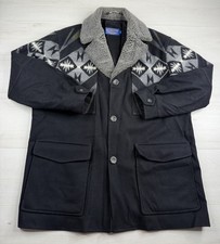 Vtg Pendleton Wool Jacket Aztec Southwest Pattern Over Coat Lined Mens L RARE