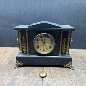 Vintage 1823 INGRAHAM Mantle Clock Black And Gold