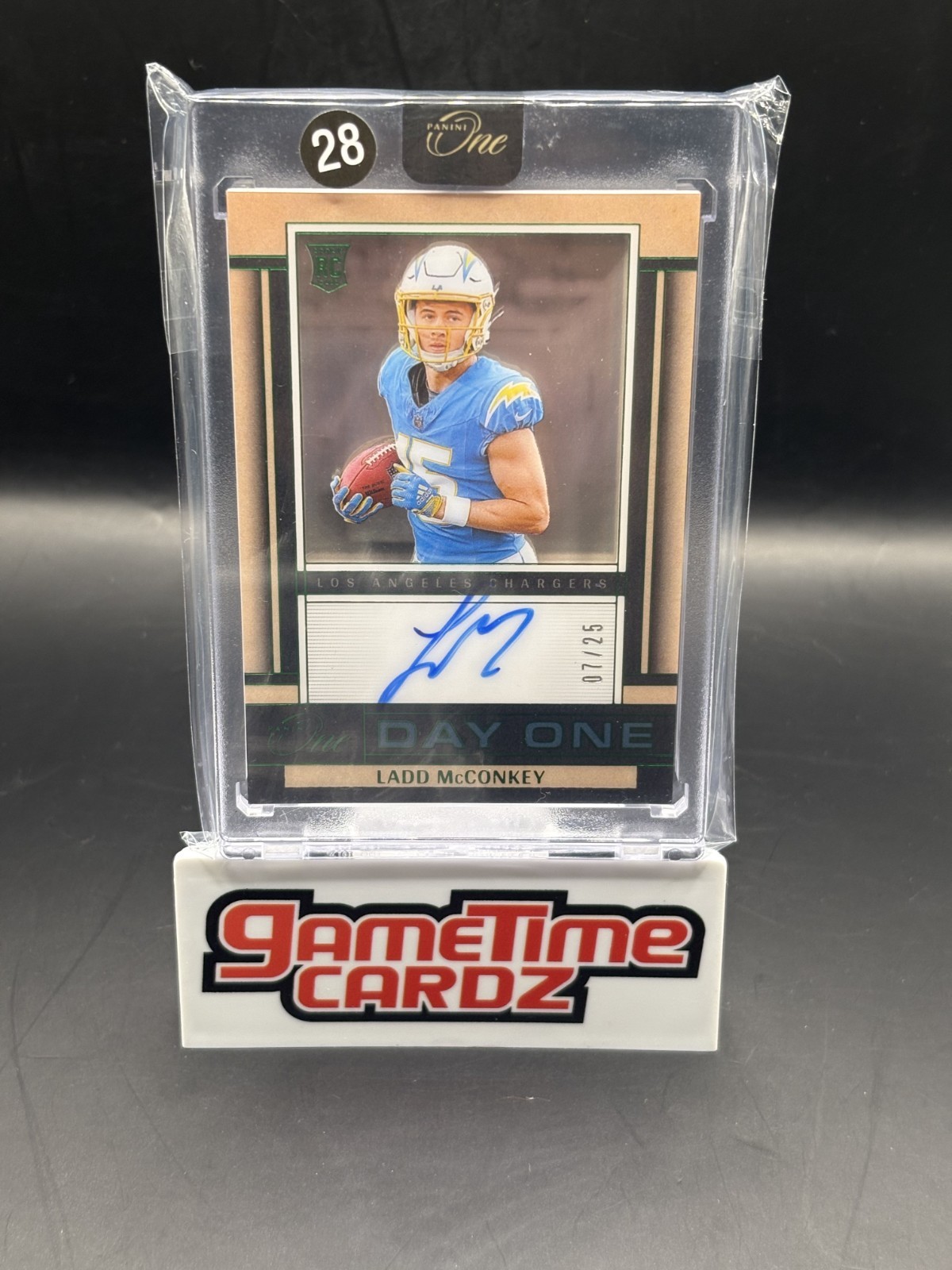 AUCTION #28-	LADD MCCONKEY 2024 PANINI ONE ROOKIE AUTO DAY ONE GREEN /25