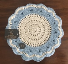 NEW Dream Home Placemats ROUND Crochet Blue W...