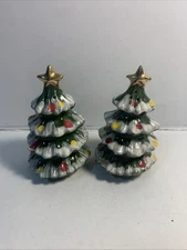 Vintage  Kreiss Christmas Tree Salt & Pepper Shakers  4.25"  w/ Corks