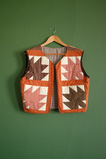 Vintage 70s Patchwork Quilted Vest Reversible...