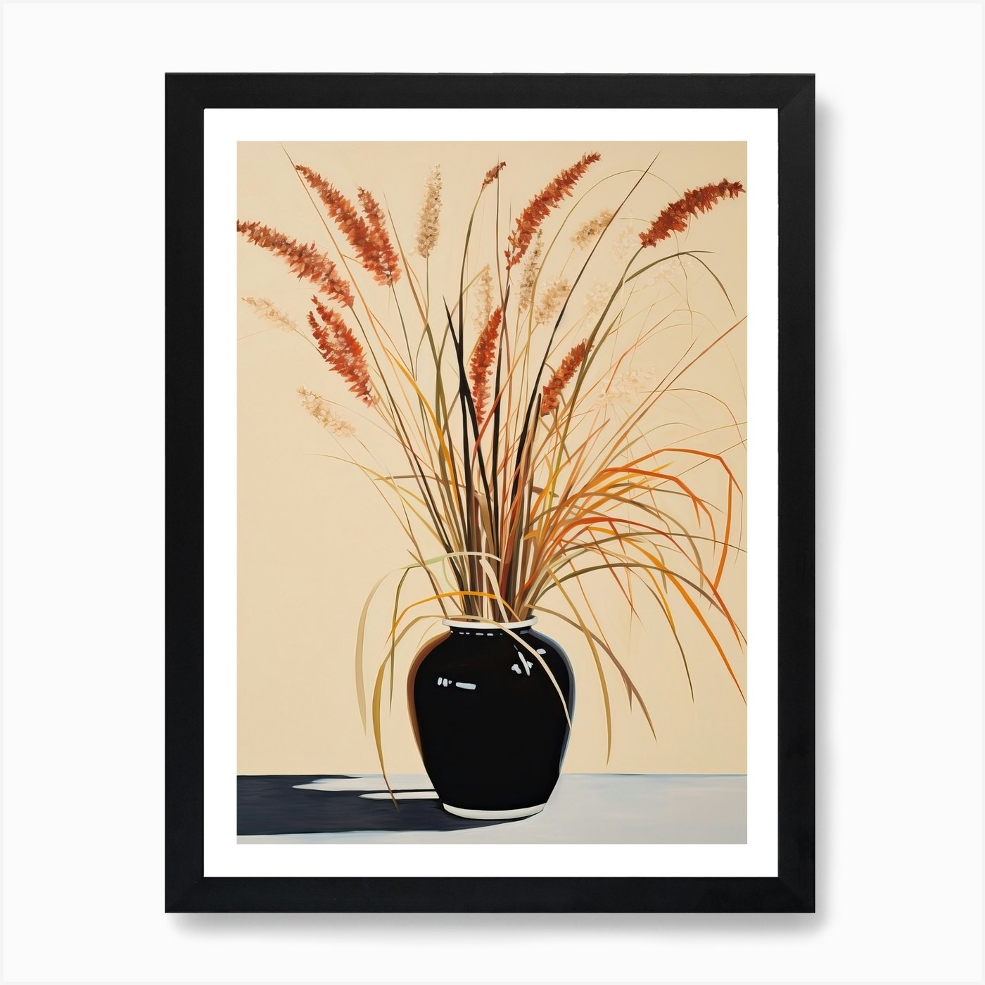 Ornamental Grasses Bouquet Framed Wall Art Canvas Print  