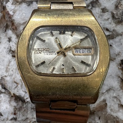 Vintage Seiko Watch DX 6106-5467 17J Automatic Day Date Tv Gold