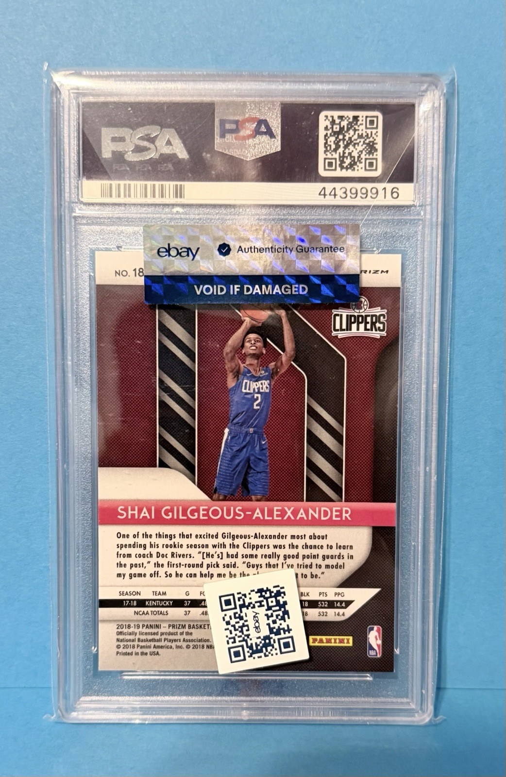 2018 PANINI Prize SHAI GILGEOUS-ALEXANDERPINK ICE  PSA 10 #184 view 3