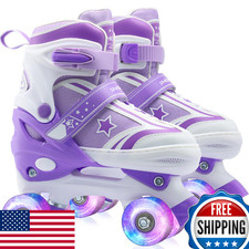 SMOOJOY Kids Roller Skates w/ Light-Up Wheels - 4 Adjustable Sizes for Boys  Gi