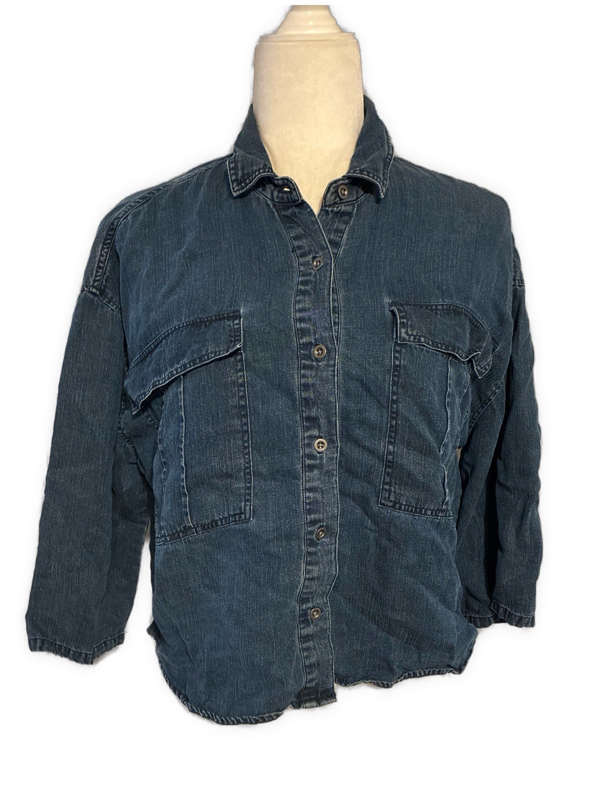 Rails Anthropologie Solid Blue Denim Jean Button … - image 4