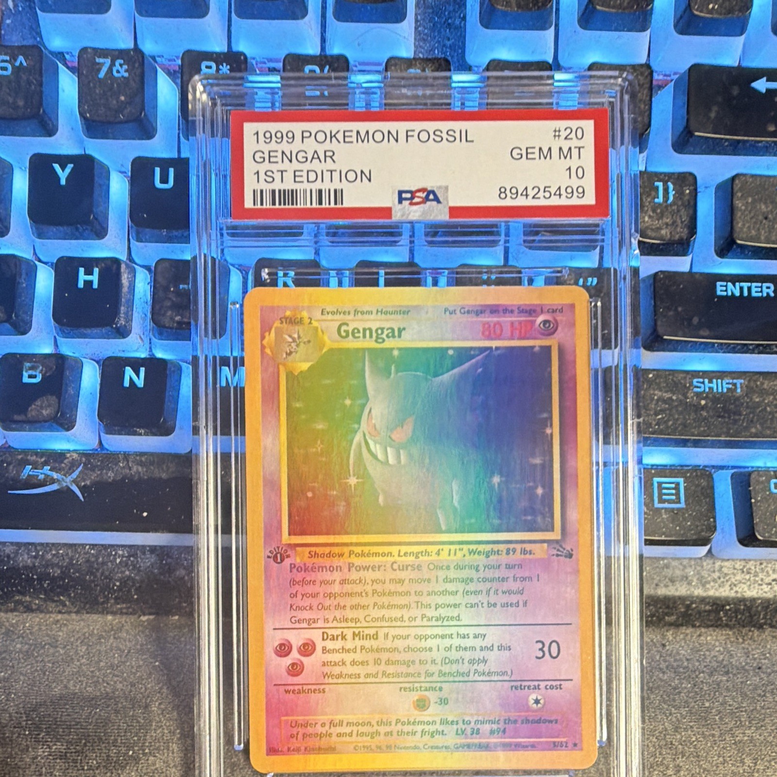 1999 Pokemon TCG Fossil Gengar 1st Edition Holo #20/62 PSA 10 Gem Mint