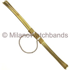 10mm Speidel Gold Tone Stainless Center Clasp w/ Chain Ladies Watch Band 1810/10