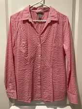 H&M Women’s Button Up Stripes Shirt Pink And White Size 14 Professional