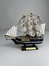 Small Wooden Sailing Boat Decor Ship Model Ocean Decorations House 15cm