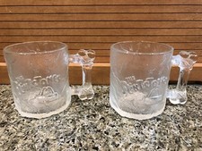 Vtg 1993 Lot of 2  McDONALDS Flintstones Glass Coffee Cups Pre-Dawn Mugs - USA