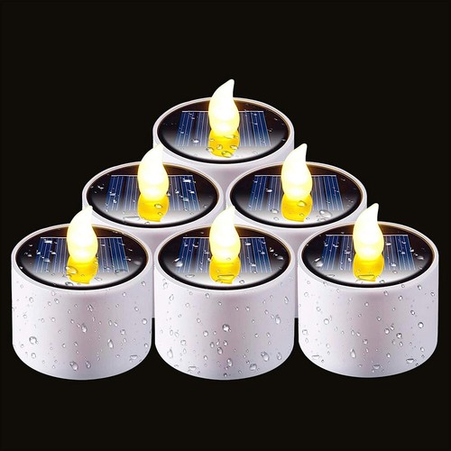 LED Candles Solar Powered Rechargeable Flameless Tea Light Flickering Waterproof - Picture 15 of 17