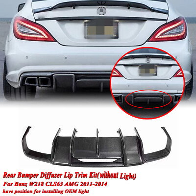Black Rear Bumper Diffuser Lip For Benz W218 CLS550 CLS63 AMG 11-18 Carbon Fiber