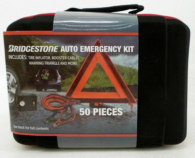 Bridgestone Auto Emergency Kit Tire Inflator Booster Cables Etc