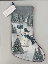 Rachel Zoe Stocking Snowman & Winter Scene 22" Have a Holly Jolly Christmas
