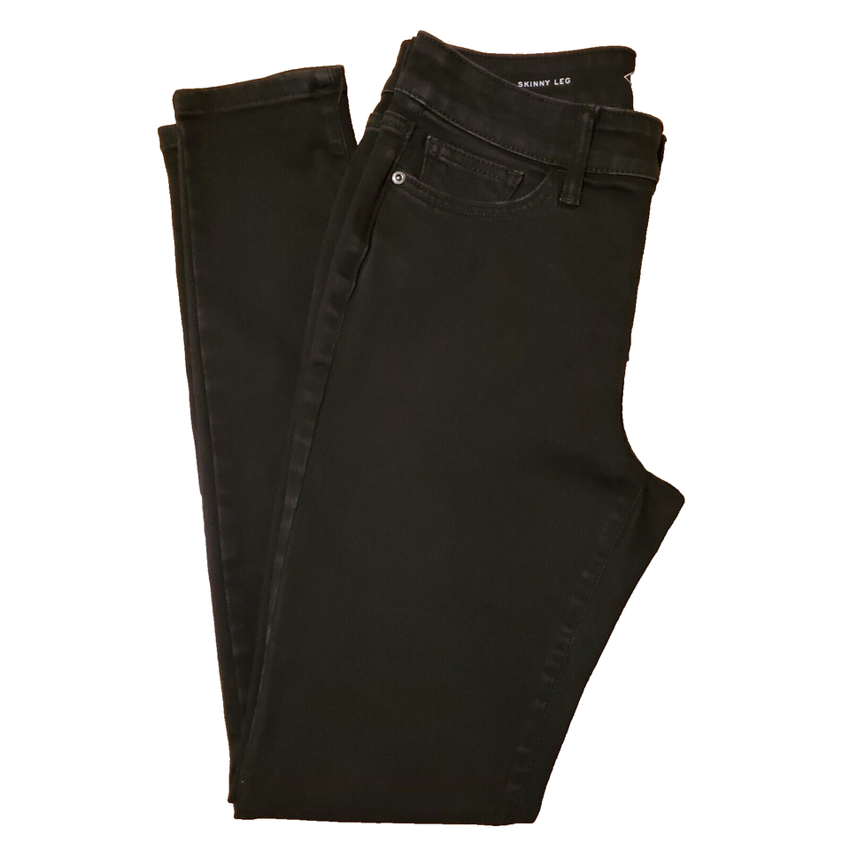 St Johns Bay Skinny Jeans Size 4 Womens Black Stretch Mid Rise 29" x 29