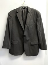 Jos A Bank Mens Pinstripe Suit Coat Jacket 46R Gray 100 Wool Two Button Blazer