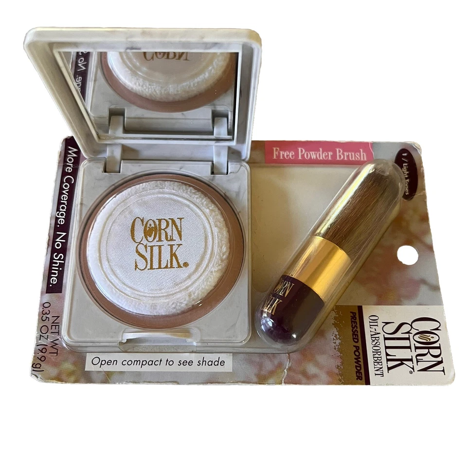 CORN SILK OIL ABSORBENT PRESSED POWDER~#1/Light Tones & Free Brush -Vintage NEW! - Image 3 of 4
