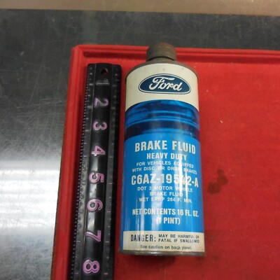 Vintage Original Ford Brake Fluid C6AZ-19542-A. 1 pint Tin Can -full